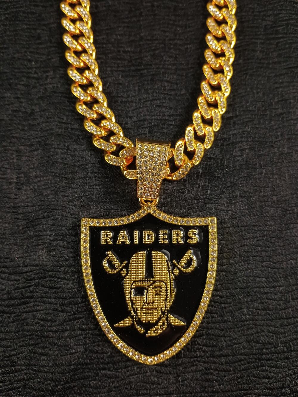 Las Vegas Raiders Necklace Pendant Chain Link NFL Football Hip Hop Jewelry